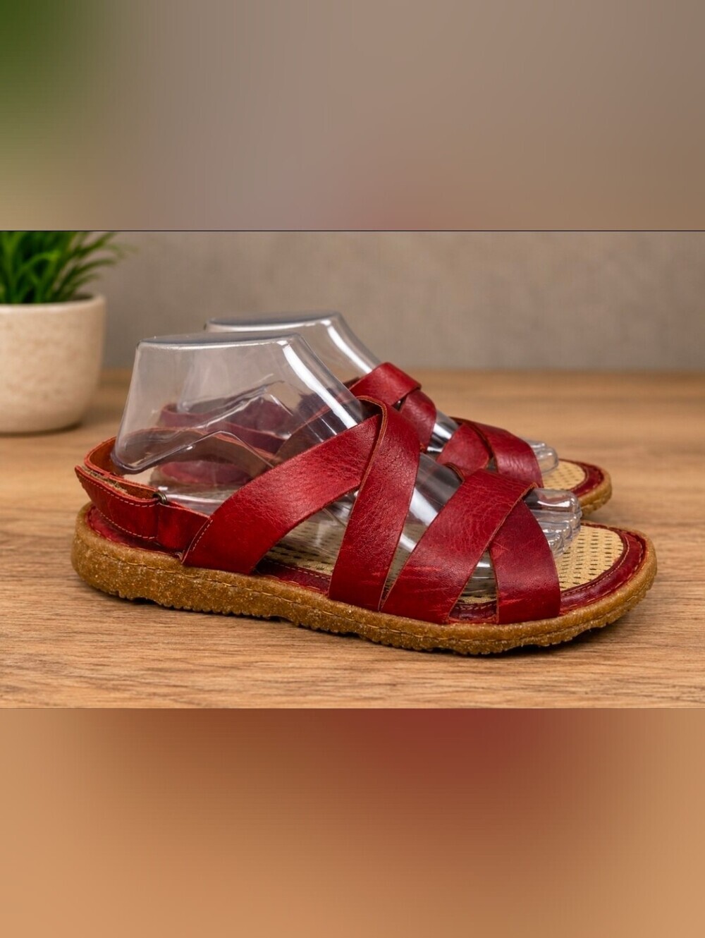 Born Red Leather Strappy Sandals